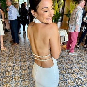 GORGEOUS WHITE MINI DRESS WITH PEARL DETAILING